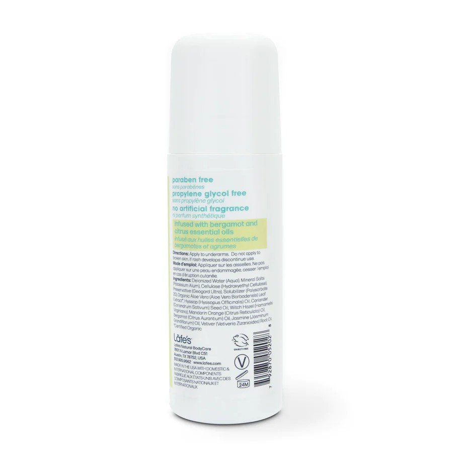 Lafe&#39;s Natural Bodycare Lafe&#39;s Natural Roll-On Deodorant Active Citrus &amp; Bergamot 3 oz Roll-On