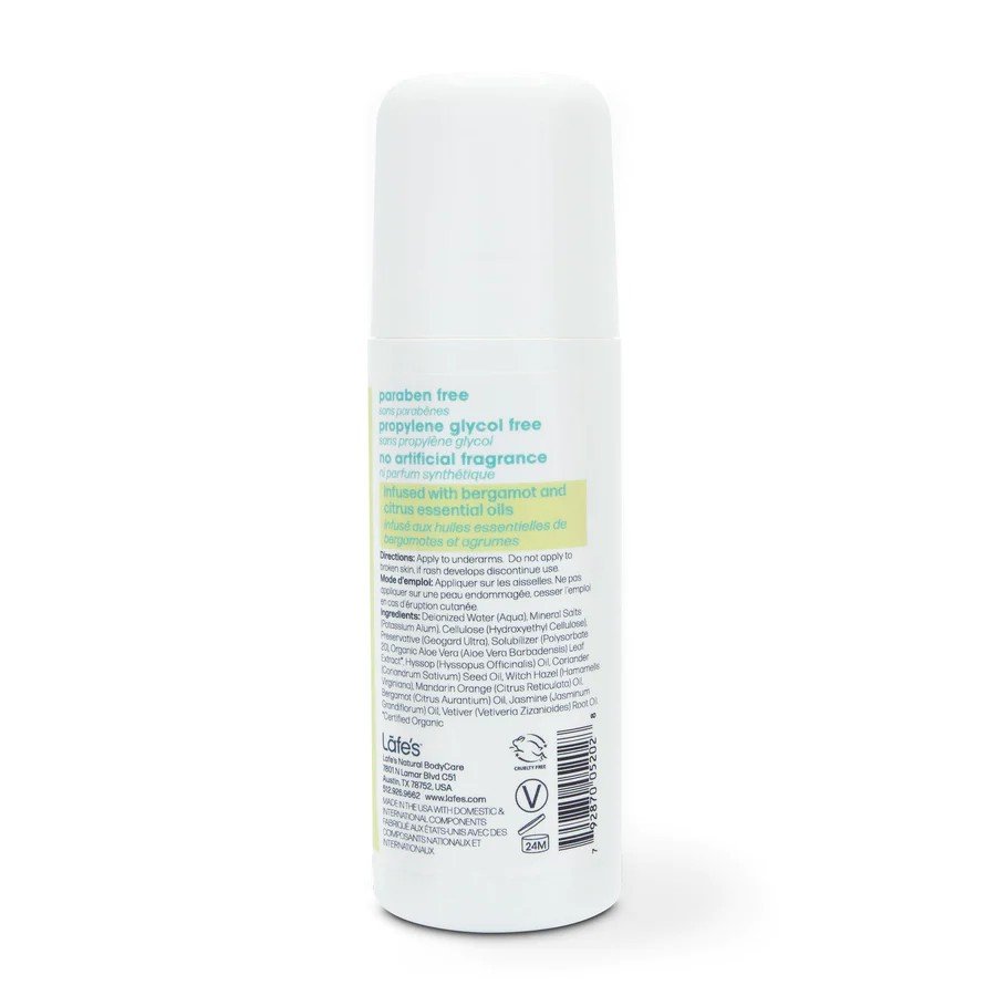 Lafe&#39;s Natural Bodycare Lafe&#39;s Natural  Roll-On Deodorant Active Citrus &amp; Bergamot 3 oz Roll-On
