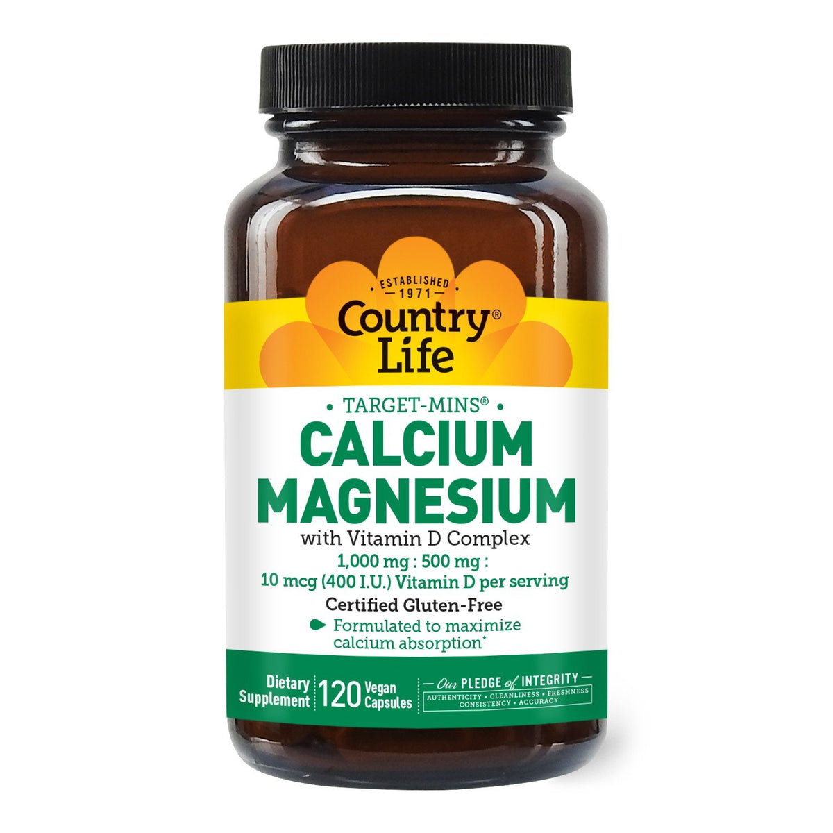 Country Life Calcium Magnesium w/Vitamin D 120 VegCap