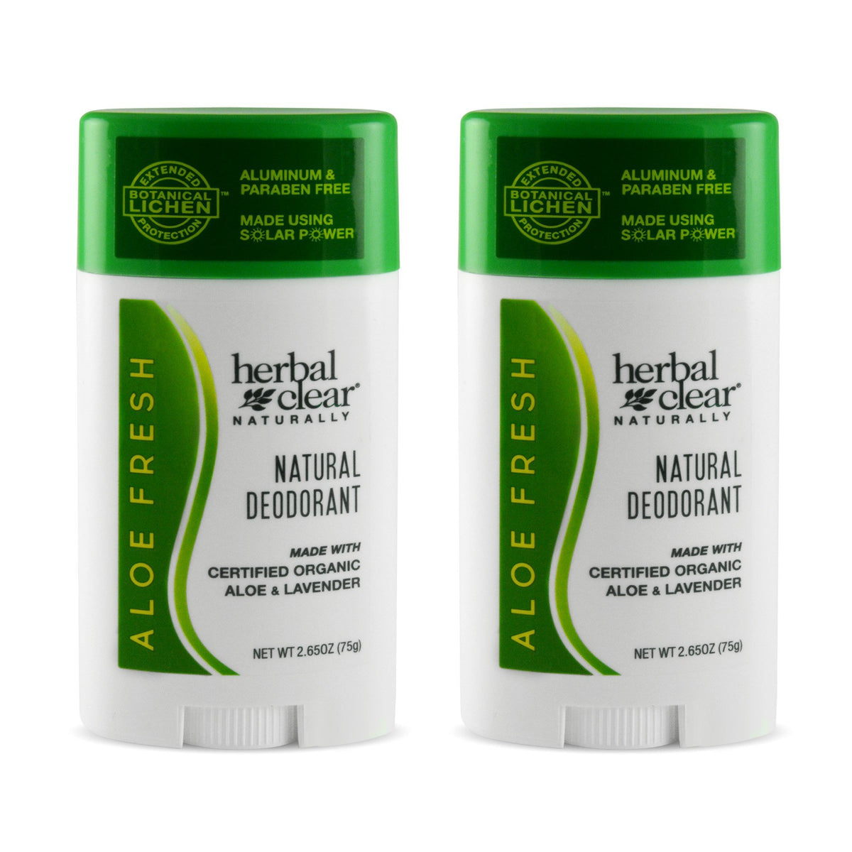 Herbal Clear Naturally Aloe Fresh Deodorant - Pack of 2 2.65 oz Stick
