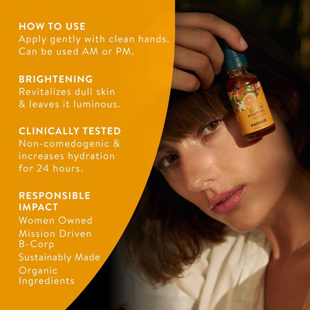 Badger Radiant Glow Beauty Oil 1 fl. oz. Oil