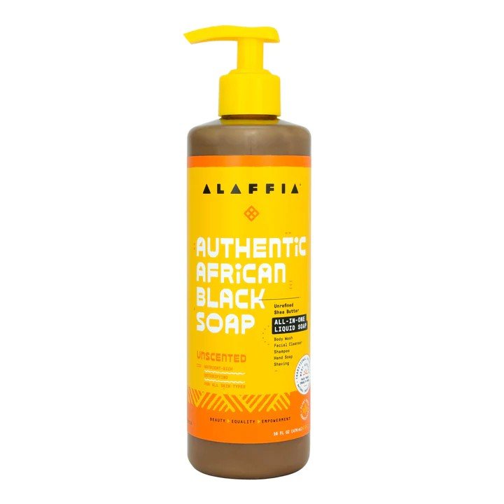 Alaffia Authentic African Black Soap All-In-One Unscented 16 oz Liquid