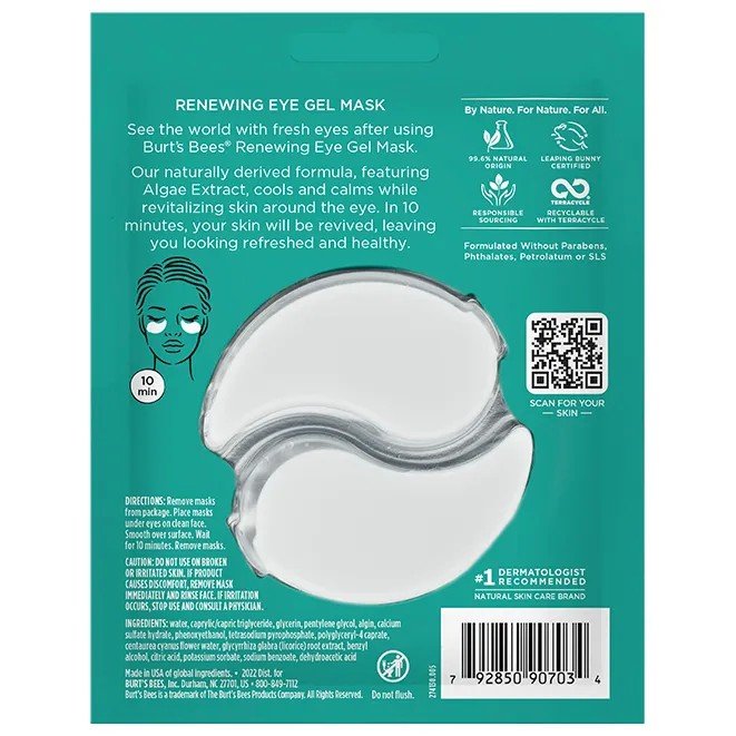Burt's Bees Renewing Natural Hydrogel Eye Mask 0.13 oz. Container