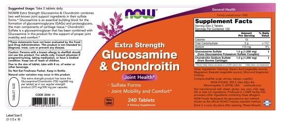 Now Foods Glucosamine & Chondroitin Extra Strength 240 Tablet