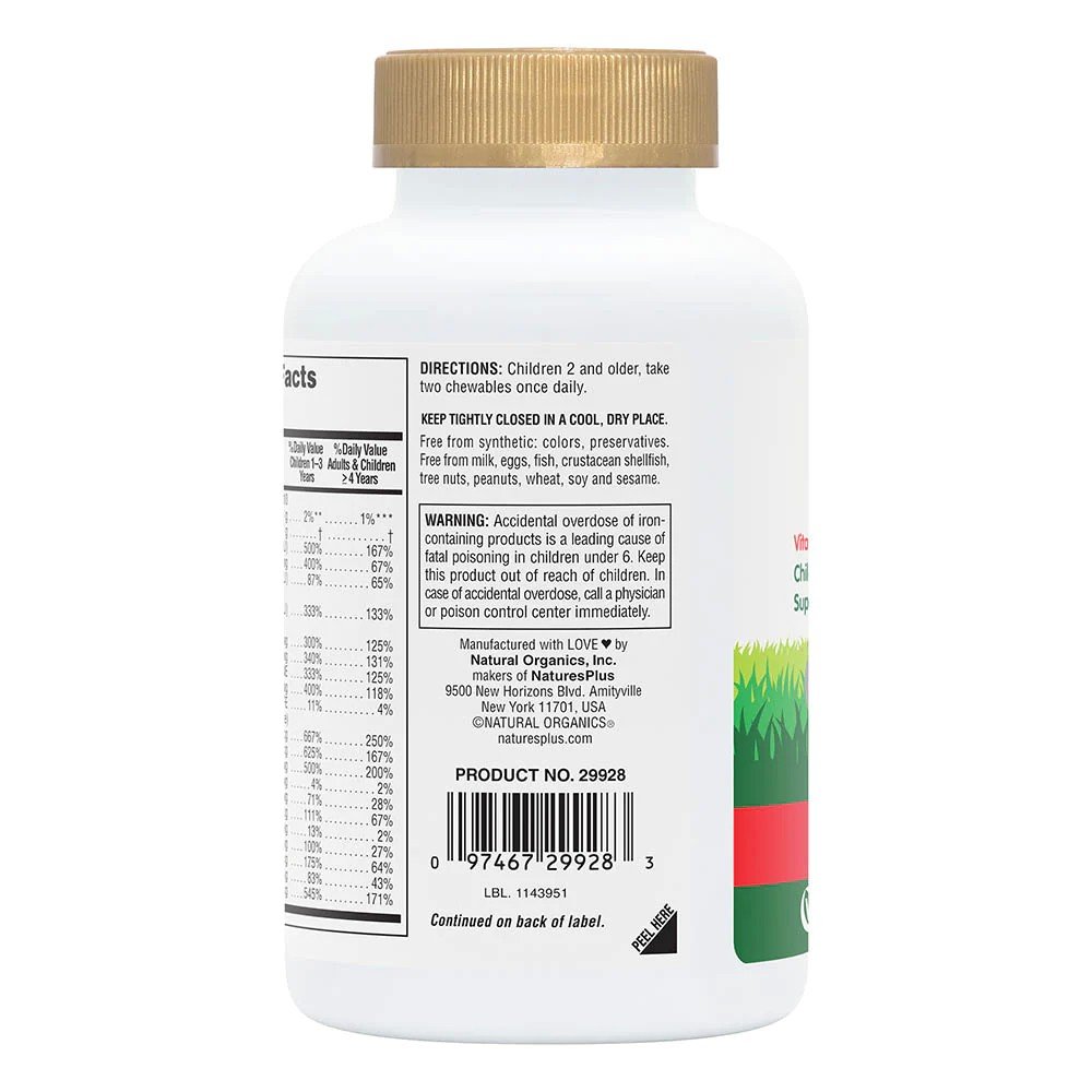 Nature&#39;s Plus SOL Animal Parade Gold-Children&#39;s Multi-Vitamin &amp; Mineral Assorted Flavors 120 Chewable