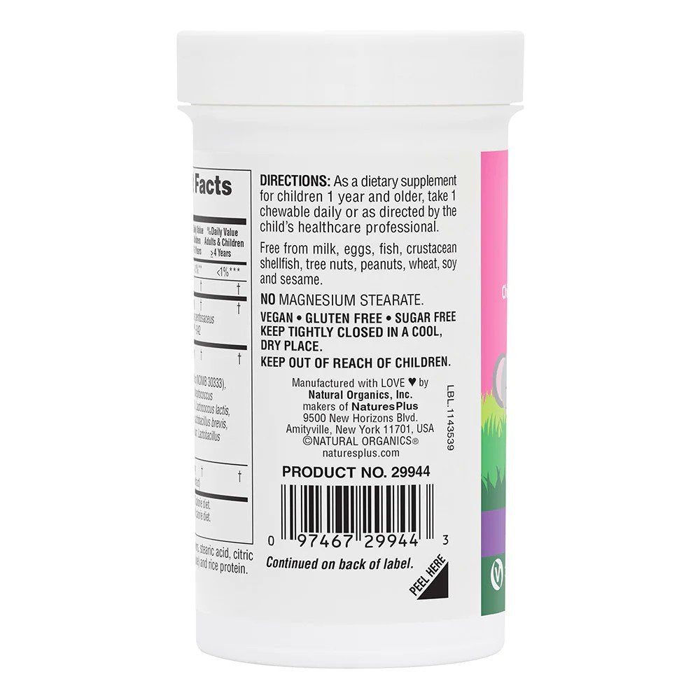 Nature&#39;s Plus Animal Parade Probiotics 16 Strains-7 Billion CFU-Mixed Berry Flavor 30 Chewable