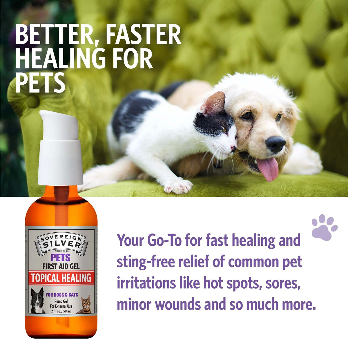Sovereign Silver Natural Immunogenics Pets First Aid Gel 2 oz Liquid