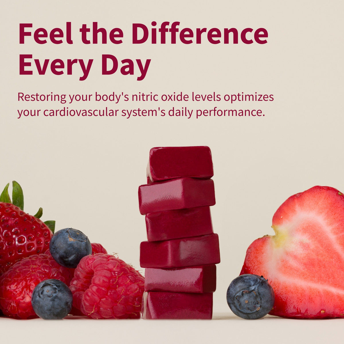 Snap Supplements Nitric Oxide + COQ10 - Sugar-Free Mixed Berry Flavor 60 Soft Chews