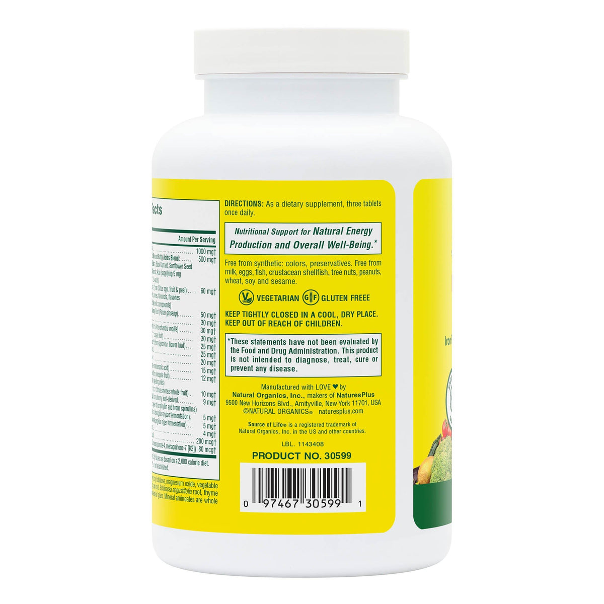 Nature&#39;s Plus Source Of Life No Iron 180 Tablet