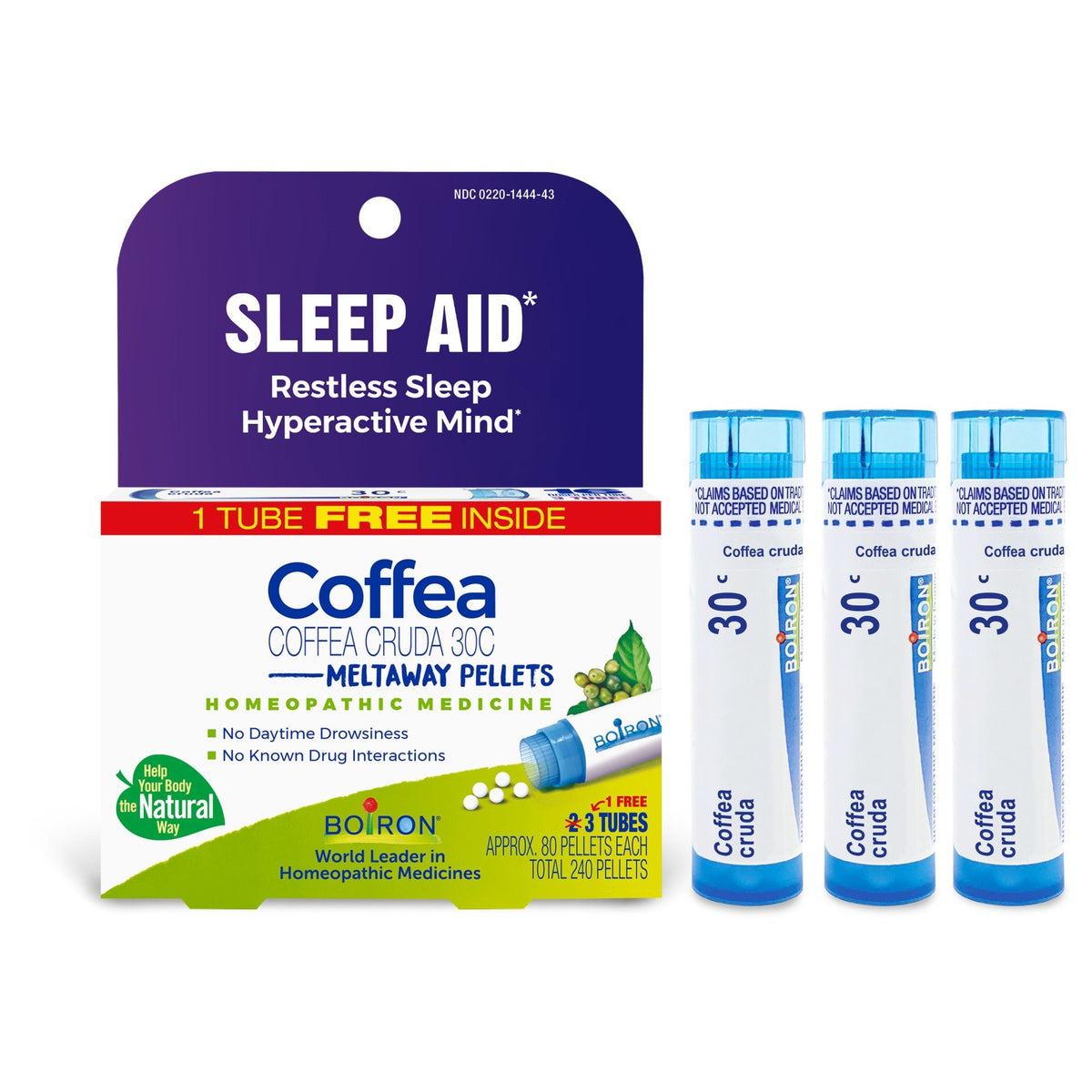 Boiron Coffea Cruda 30C 3 MDT Homeopathic Medicine For Restless Sleep 3 Pack Pellet