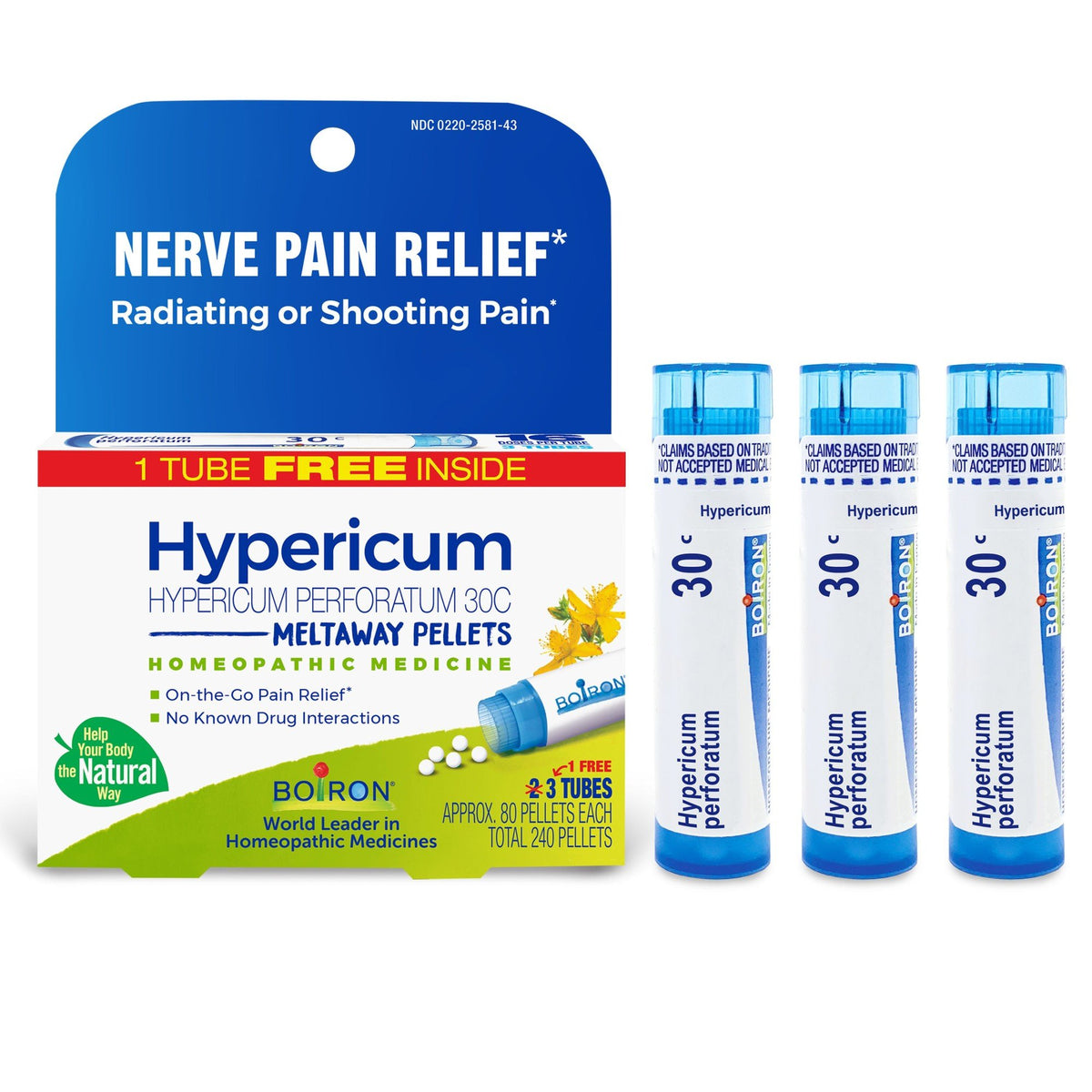 Boiron Hypericum Perforatum 30C 3 MDT Homeopathic Medicine For Nerve Pain Relief 3 Pack Pellet