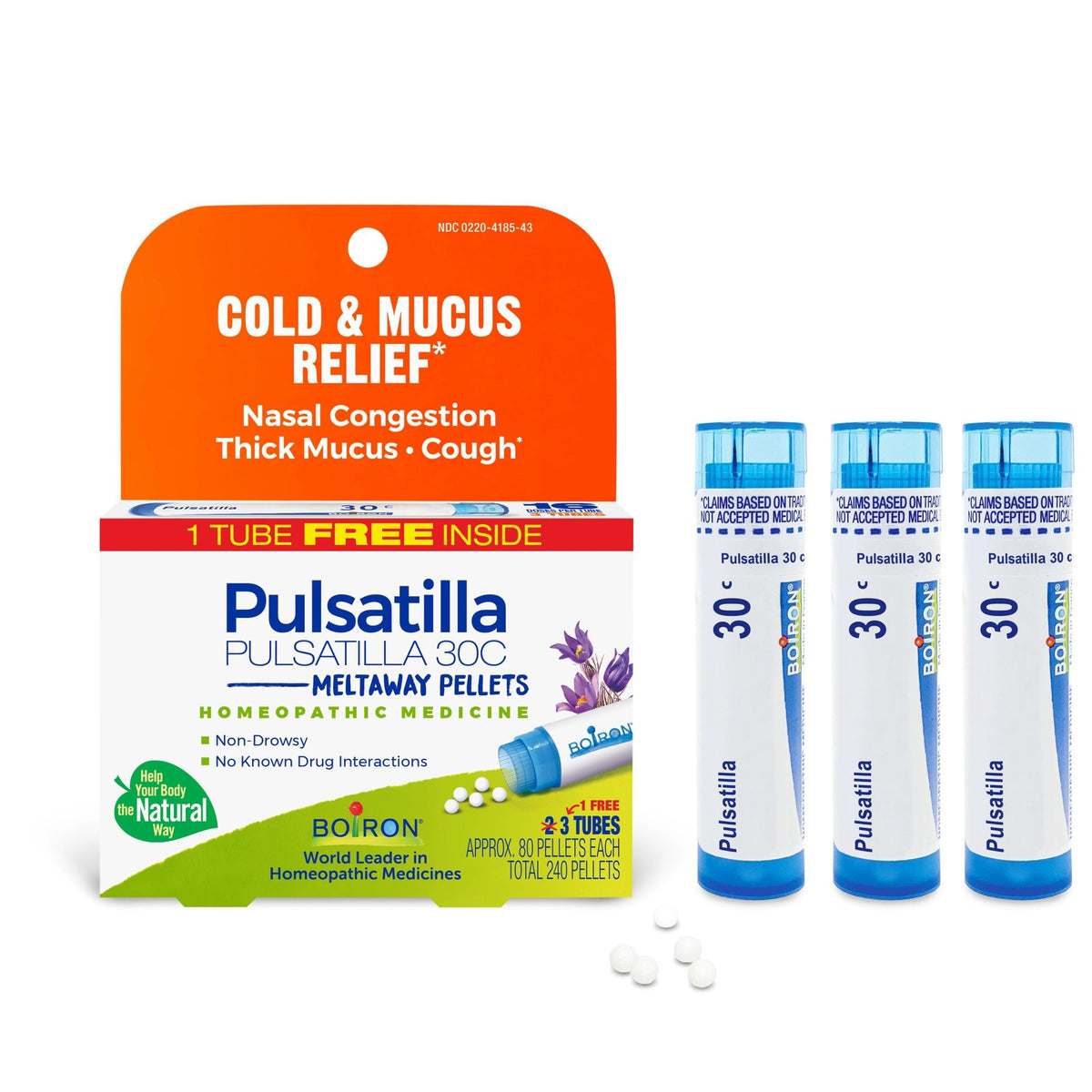 Boiron Pulsatilla 30C 3 MDT Homeopathic Medicine For Cold & Mucus Relief 3 Pack Pellet