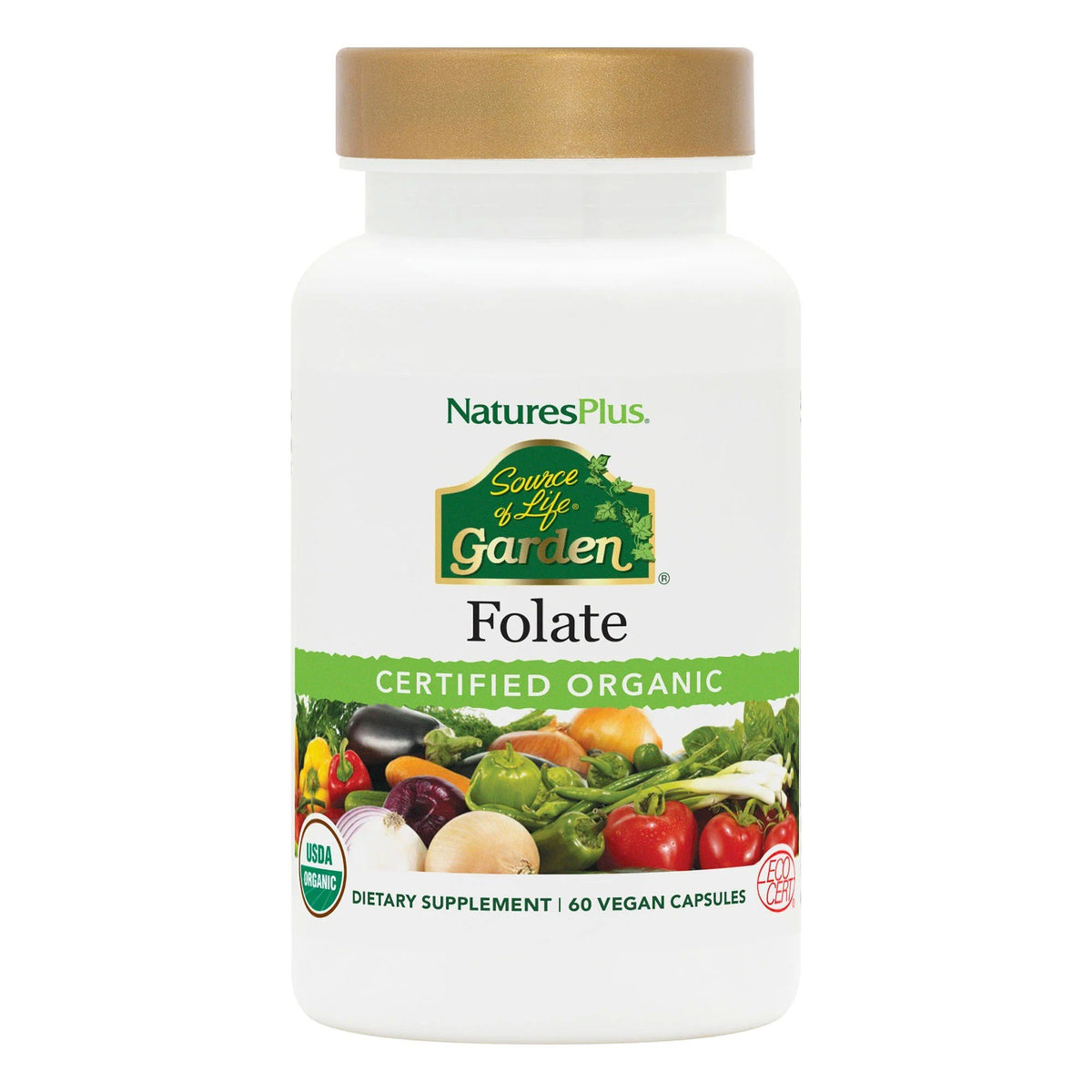 Nature's Plus Source Of Life Garden-Certified Organic-Folate 60 Vegan Capsule