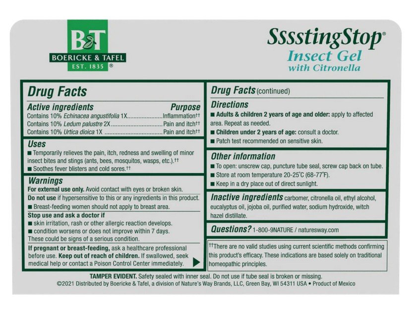 Boericke &amp; Tafel Ssssting Stop 1 oz Gel