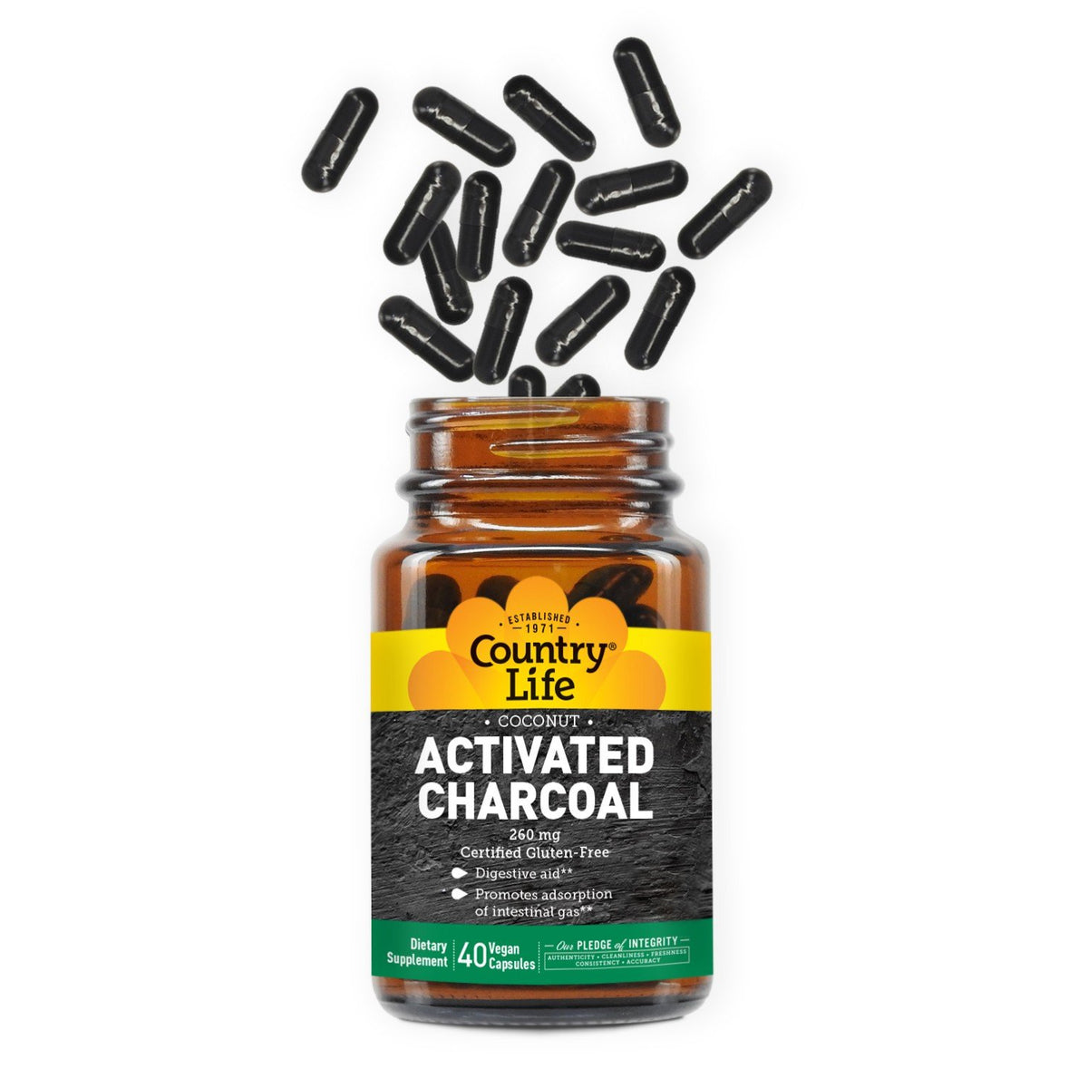 Country Life Activated Charcoal 260mg 40 VegCap