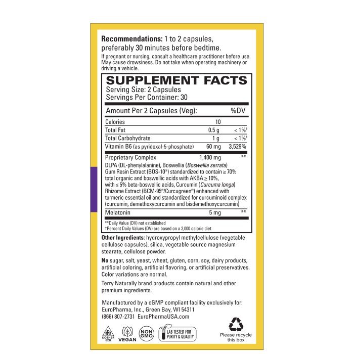 EuroPharma (Terry Naturally) Curamin Nighttime 60 Capsule