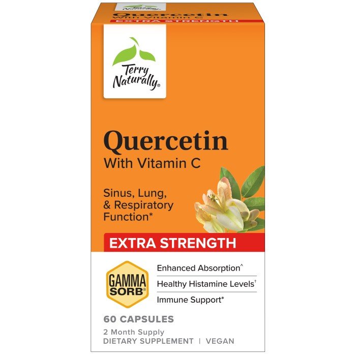 EuroPharma (Terry Naturally) Quercetin with Vitamin C Extra Strength - Ultra Absorption 60 Capsule