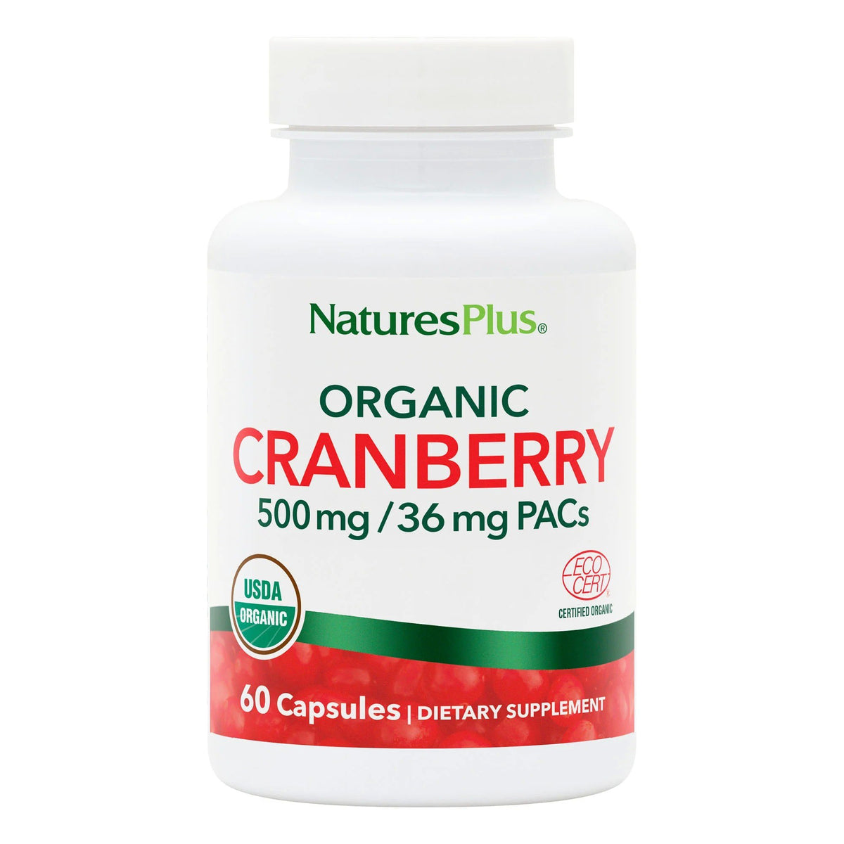 Nature's Plus Organic-Cranberry-500mg-36mg PACs 60 Capsule