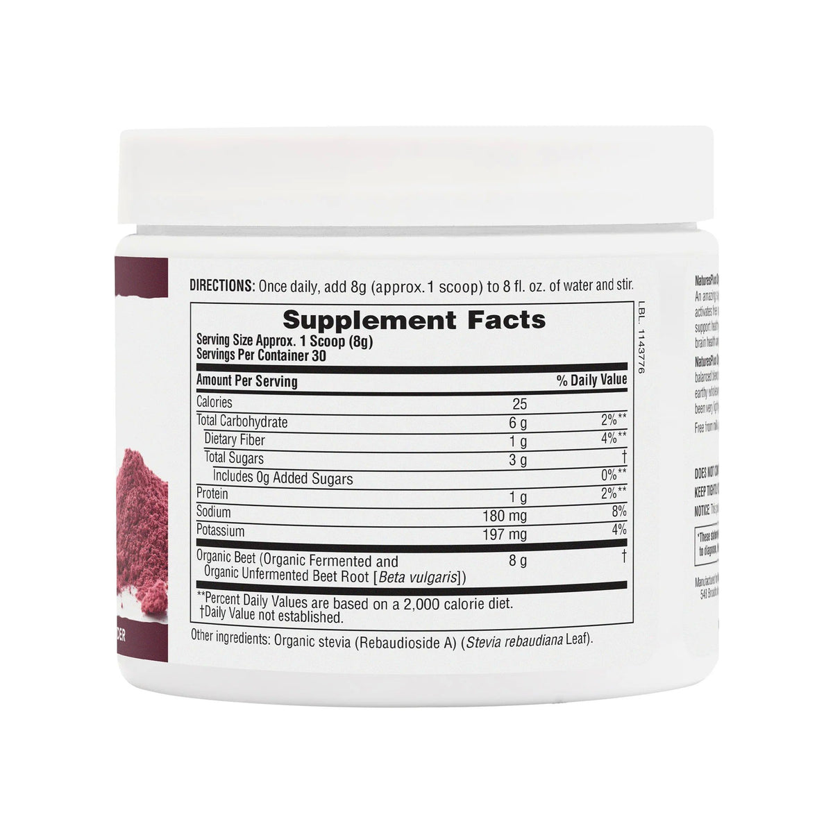 Nature&#39;s Plus Organic-Beet Powder-30 Servings 0.53 lbs. (240 g) Powder