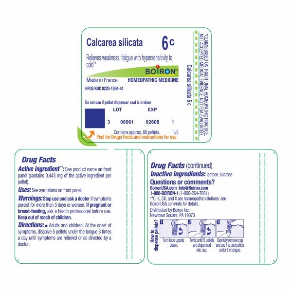 Boiron Calcarea Silicata 6C Homeopathic Single Medicine For Stress &amp; Sleep 80 Pellet