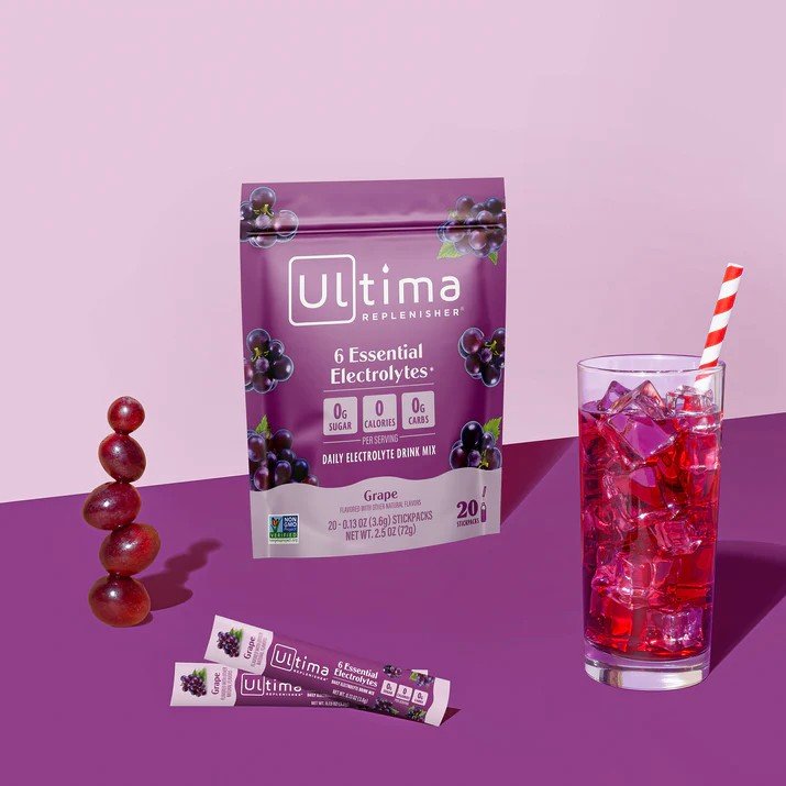 Ultima Replenisher Daily Electrolyte Drink Mix-Grape-20 Stickpacks 20-0.13 oz (3.7 g) Powder