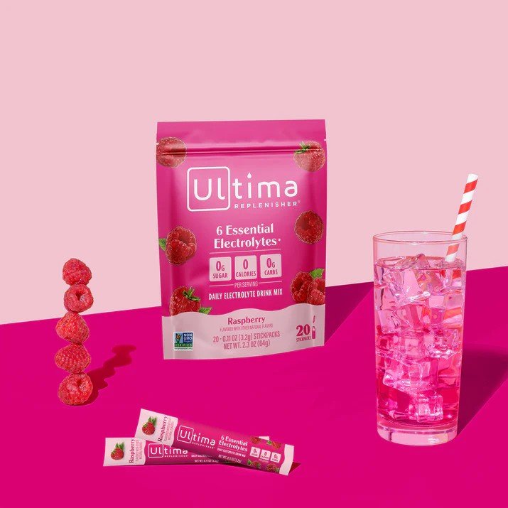 Ultima Replenisher Daily Electrolyte Drink Mix-Raspberry-20 Stickpacks 20-0.13 oz (3.7 g) Powder