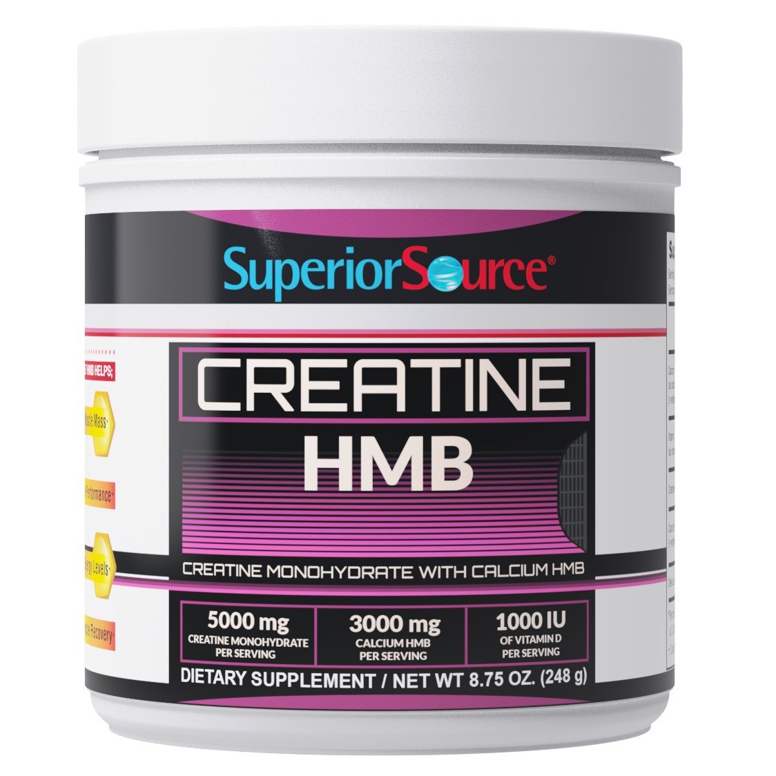 Superior Source Creatine HMB and Vitamin D 1,000 IU 8.75 oz Powder