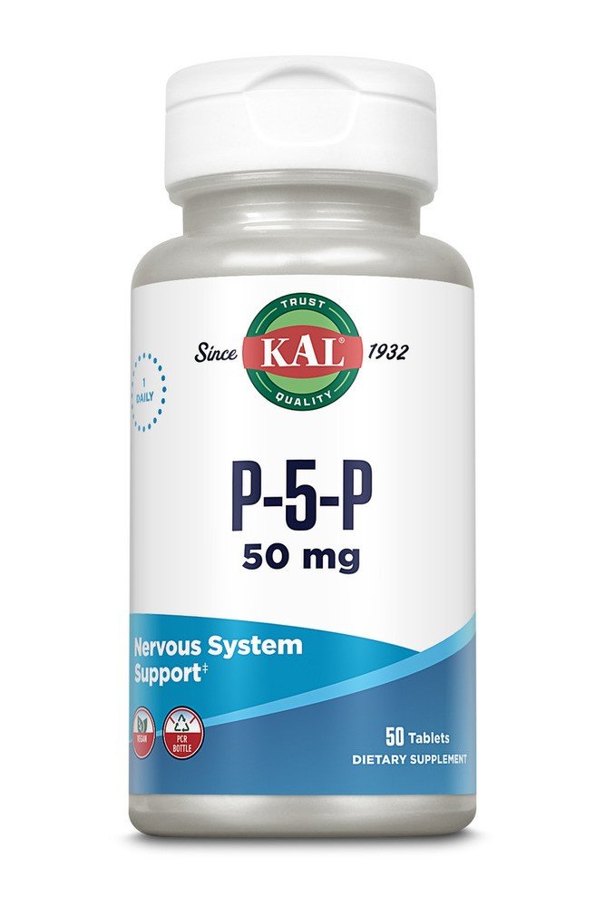 P-5-P the most active form of Vitamin B-6 | Kal | Nervous System Support | 1 Daily | Vegan | Dietary Supplement | 50 Tablets | VitaminLife