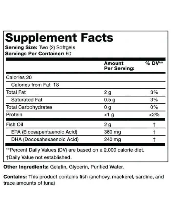 Olympian Labs Omega-3 Fish Oils 1000mg 120 Softgel