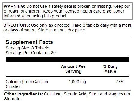 Kal Calcium Citrate 1000mg 90 Tablet