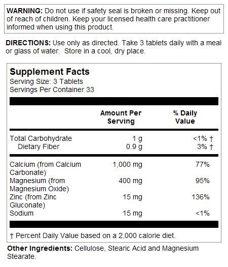 Kal Calcium/Magnesium/Zinc 100 Tablet