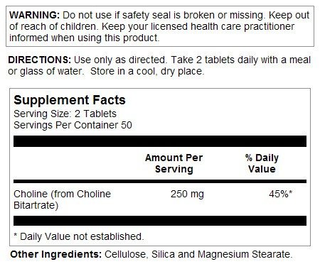 Kal Choline 250mg 100 Tablet