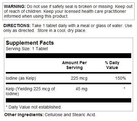 Kal Kelp Iodine (Supplies 225mcg Iodine) 500 Tablet