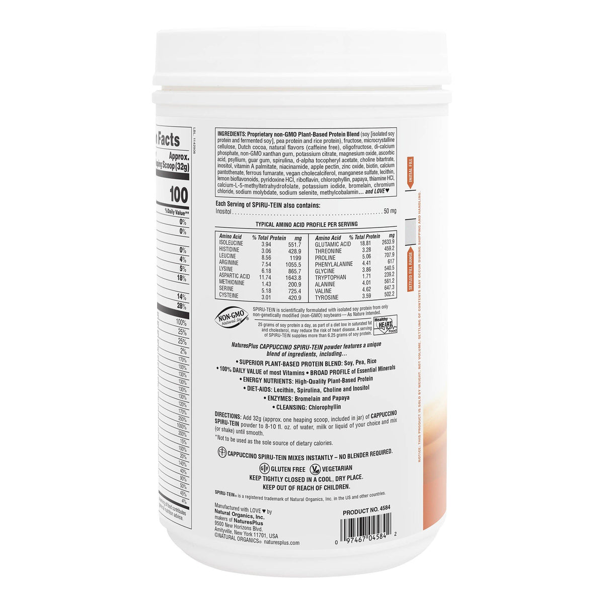 Nature&#39;s Plus Spiru-Tein (Spirutein) Shake - Cappuccino 2.2 lbs Powder