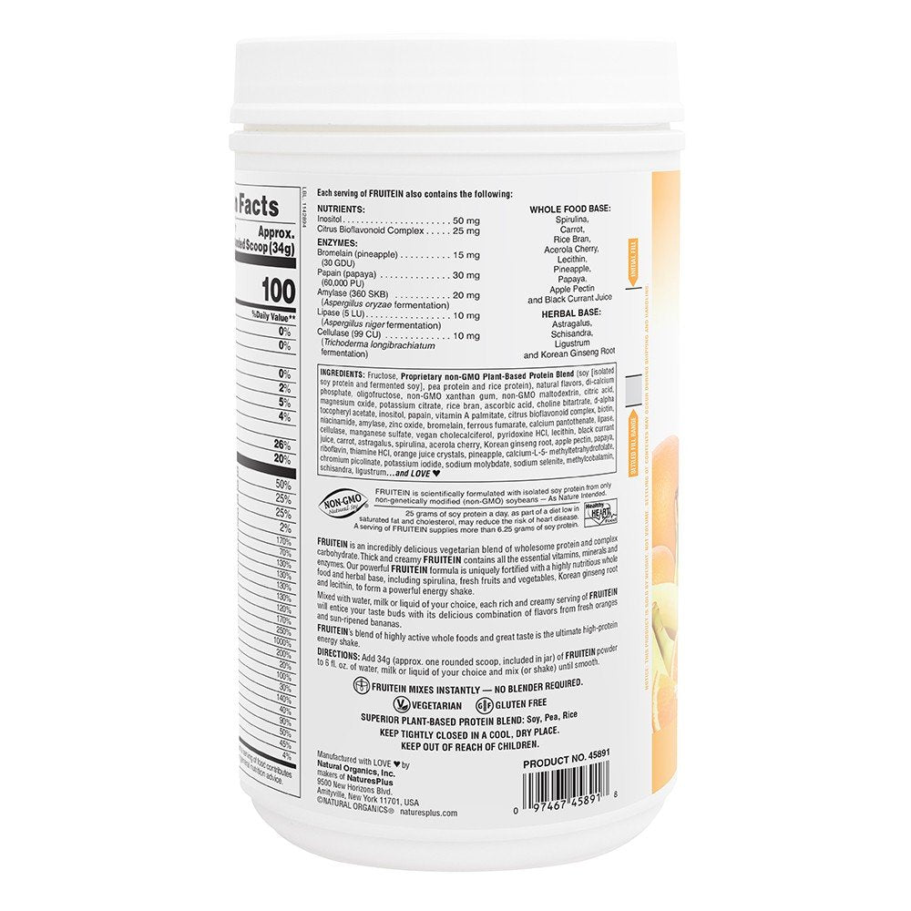 Nature&#39;s Plus Fruitein Protein Banana Orange Creme Shake 2.8 lbs Powder