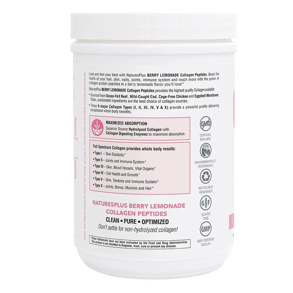 Nature&#39;s Plus Berry Lemonade Collagen Peptides 0.8 lb(364 g) Powder