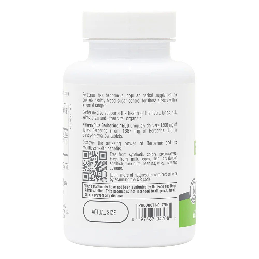 Nature&#39;s Plus Pro Berberine 1500 mg 60 Tablets