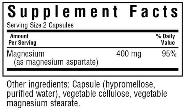 Bluebonnet Magnesium Aspartate 400 mg 200 VegCap