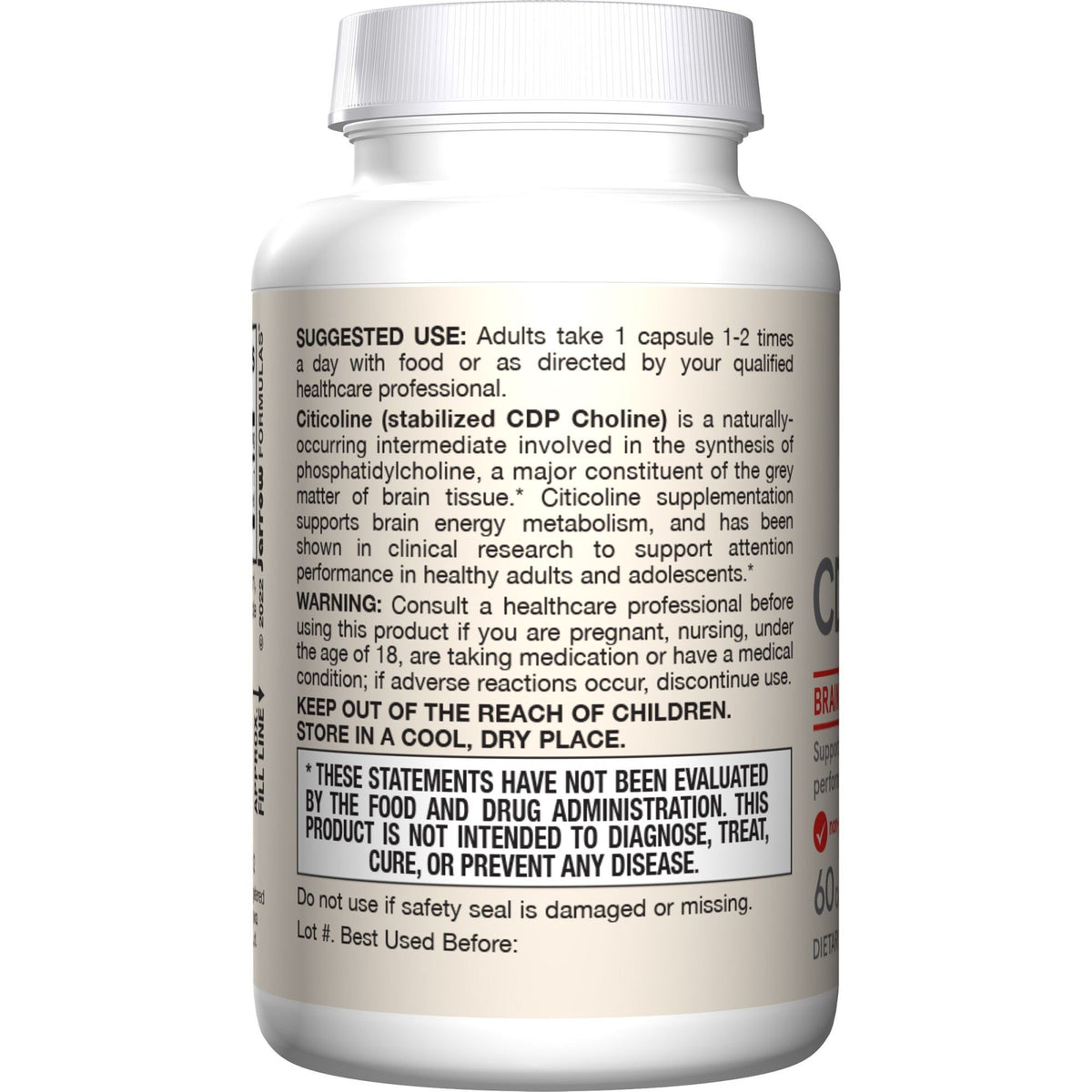 Jarrow Formulas Citicoline (CDP Choline) 250mg 60 Capsule