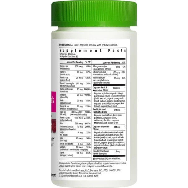 Rainbow Light Womens Organic Multivitamin 120 Capsule