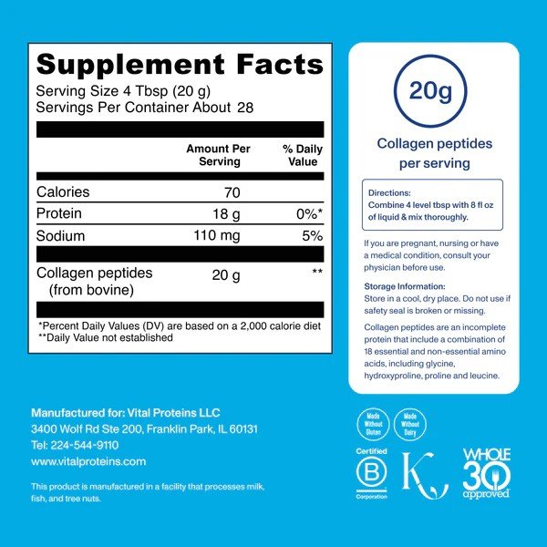 Vital Proteins Collagen Peptides 20 oz Powder