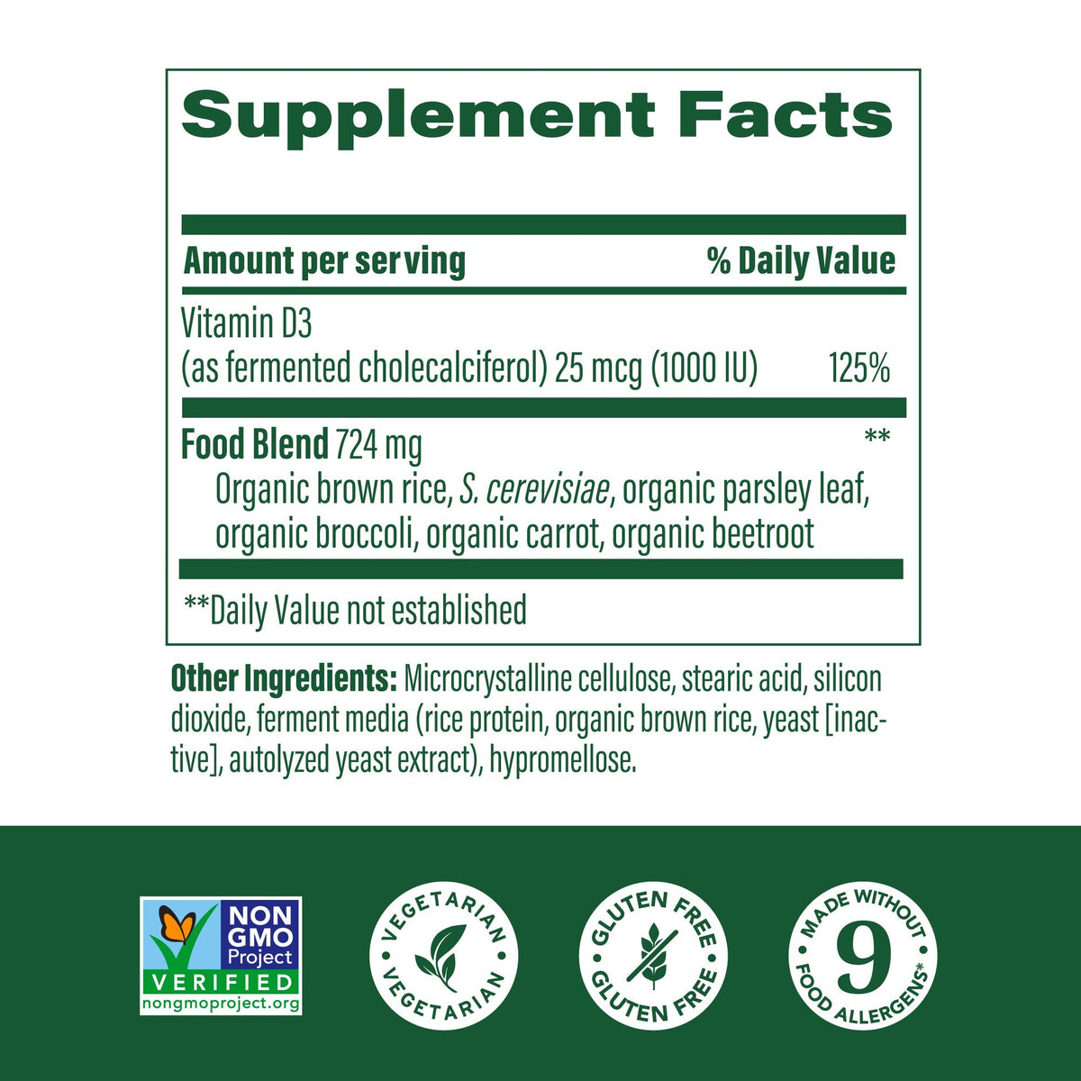 MegaFood Vitamin D3 1000 IU 90 Tablet