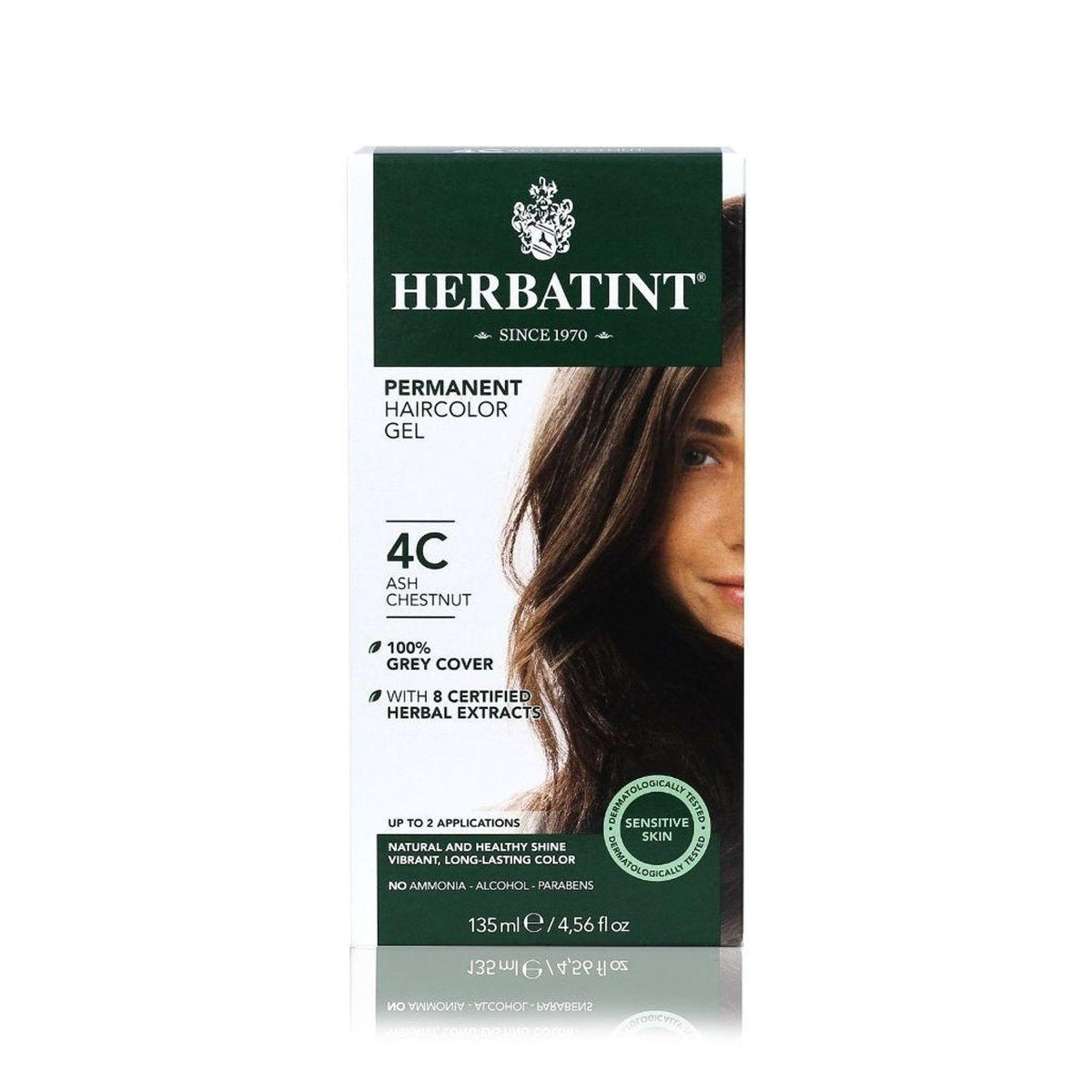 Herbatint 4C-Ash Chestnut-Permanent Hair Color Gel 4.56 fl oz Liquid