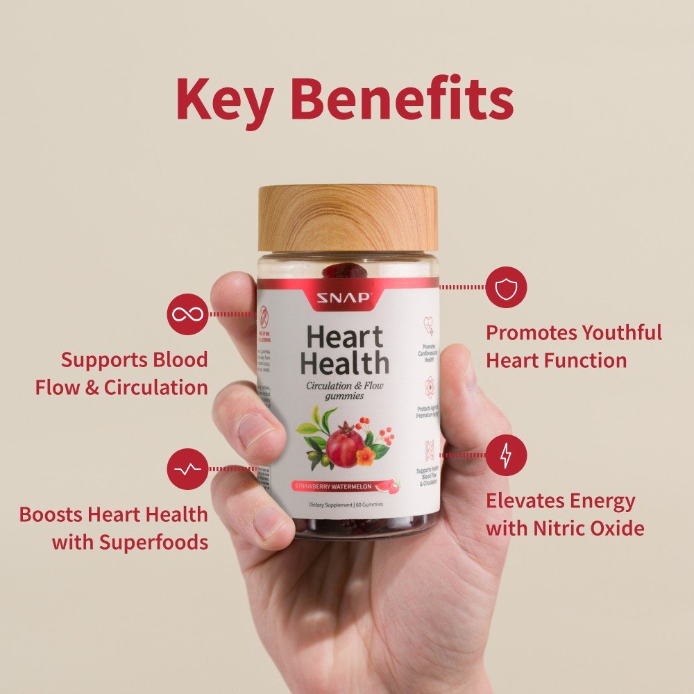 Snap Supplements Heart Health - Circulation & Flow - Strawberry Watermelon Flavor 60 Gummy