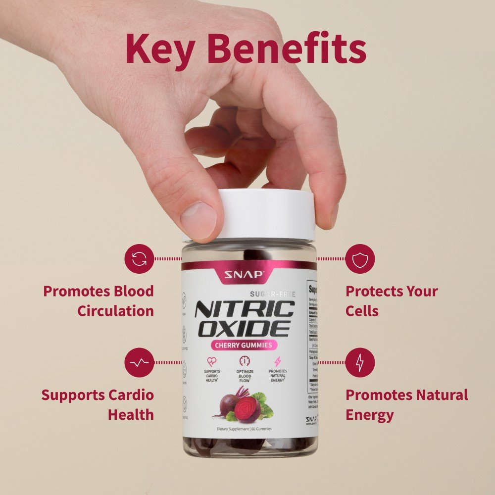 Snap Supplements Nitric Oxide - Sugar-Free Cherry Flavor 60 Gummies