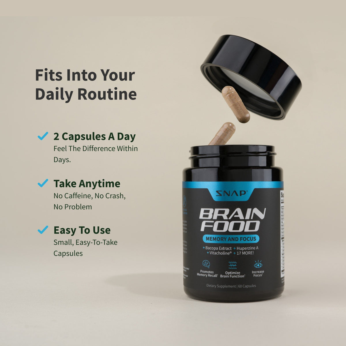 Snap Supplements Brain Food - Memory and Focus 60 Capsule