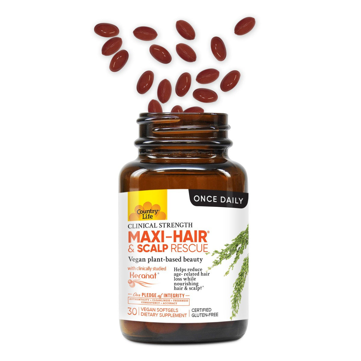 Country Life Maxi-Hair &amp; Scalp Rescue 30 Softgel