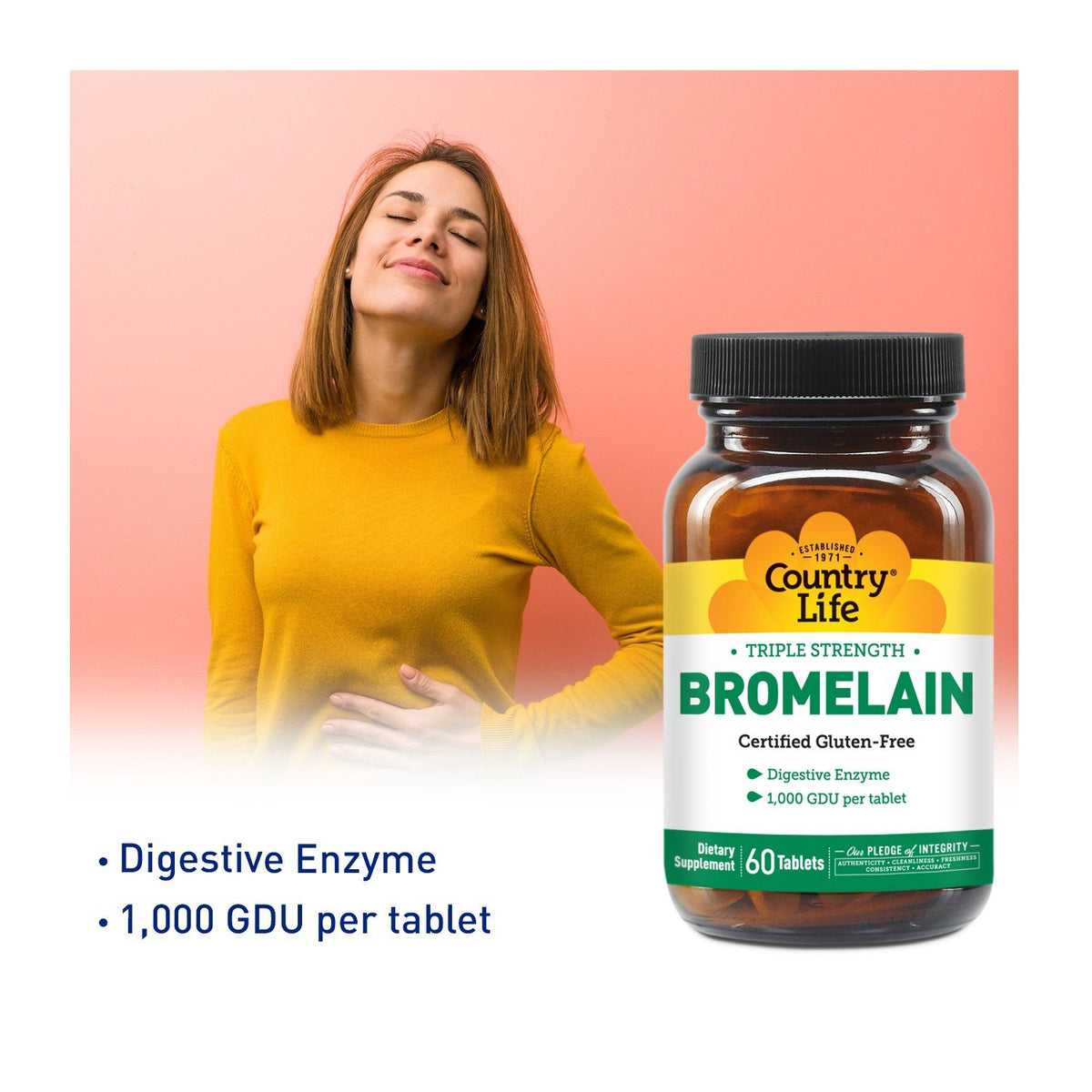 Country Life Bromelain 500mg, 2000 GUD/g 60 Tablet