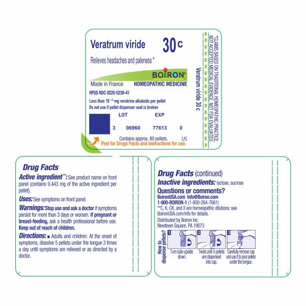 Boiron Veratrum Viride 30C Homeopathic Single Medicine For Pain 80 Pellet