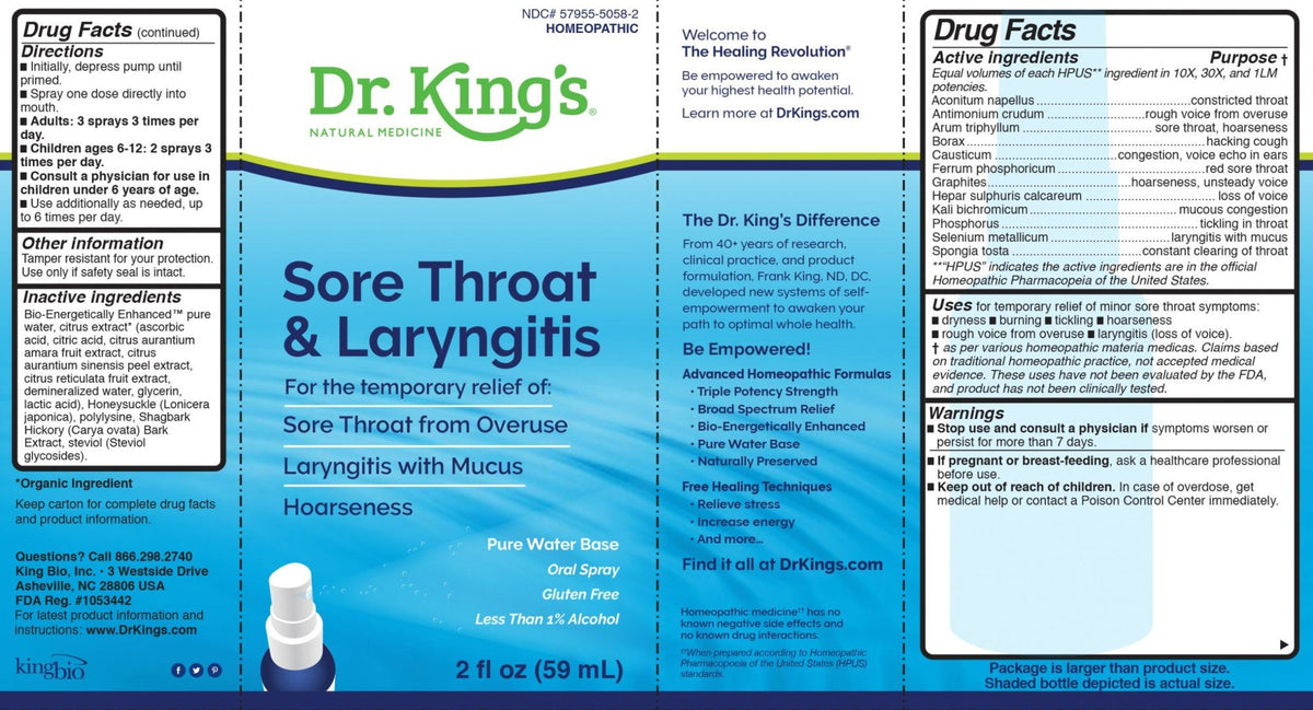 Dr King Natural Medicine Sore Throat & Laryngitis 2 oz Liquid